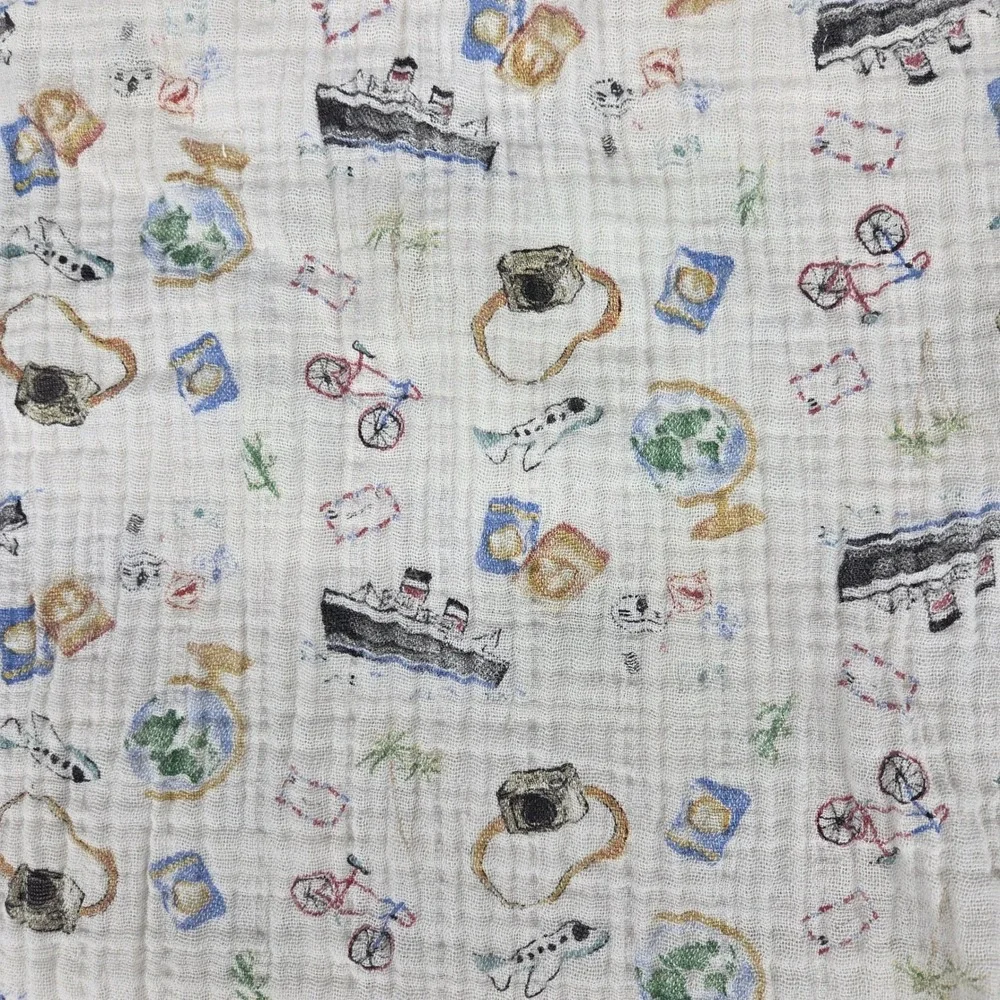 Aden Anais Muslin Swaddle Blanket Travel Vehicles Ships Globes Airplanes Baby